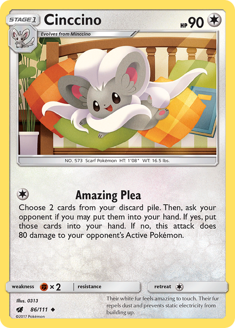Cinccino 86 Crimson Invasion Pokémon card