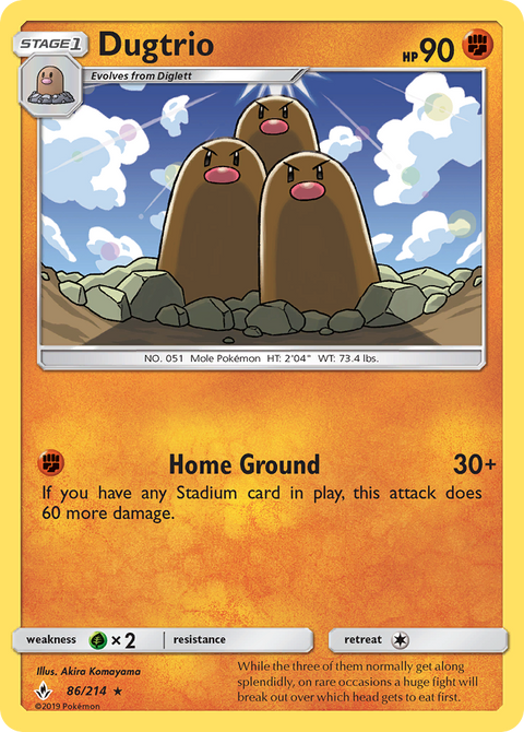 Dugtrio 86 Unbroken Bonds Pokémon card