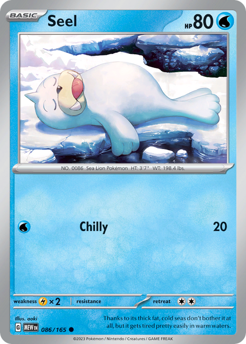 Seel 86 151 Pokémon card