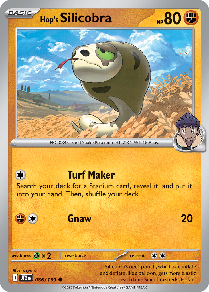 Hop's Silicobra 86 Journey Together Pokémon card