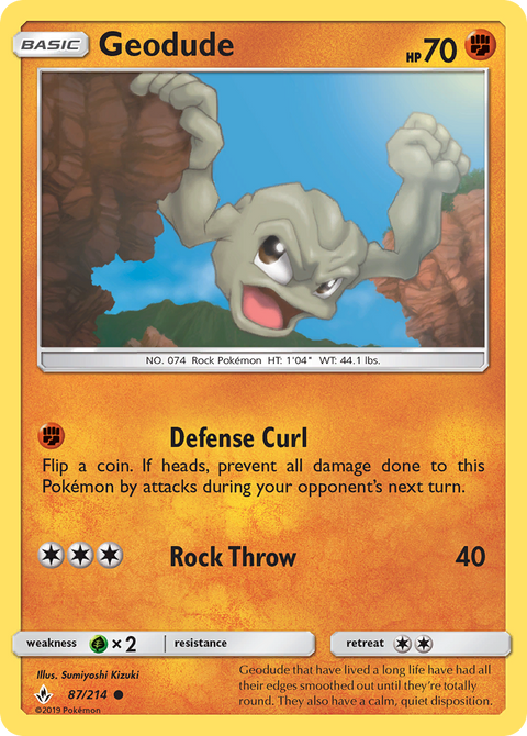 Geodude 87 Unbroken Bonds Pokémon card