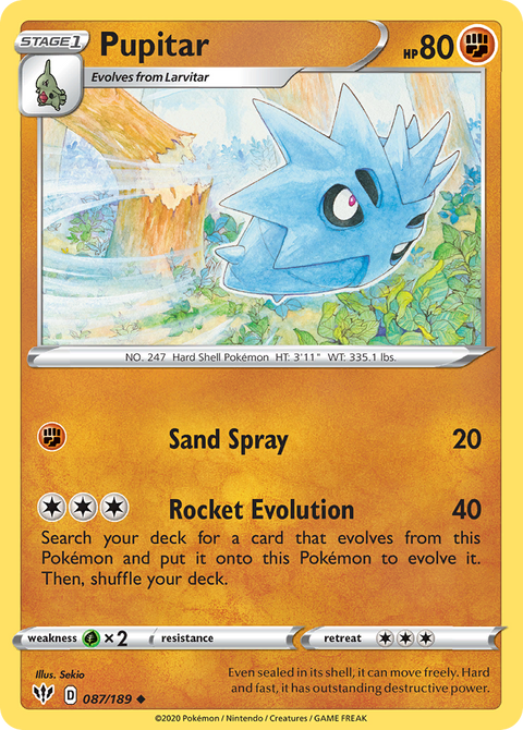 Pupitar 87 Darkness Ablaze Pokémon card