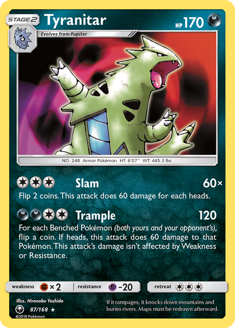 Tyranitar 87 Celestial Storm Pokémon card