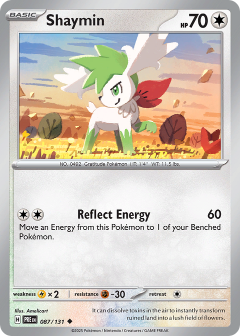Shaymin 87 Prismatic Evolutions Pokémon card