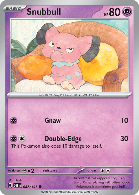 Snubbull 87 Obsidian Flames Pokémon card