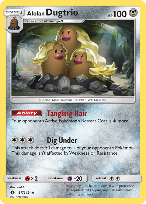 Alolan Dugtrio 87 Sun & Moon Pokémon card