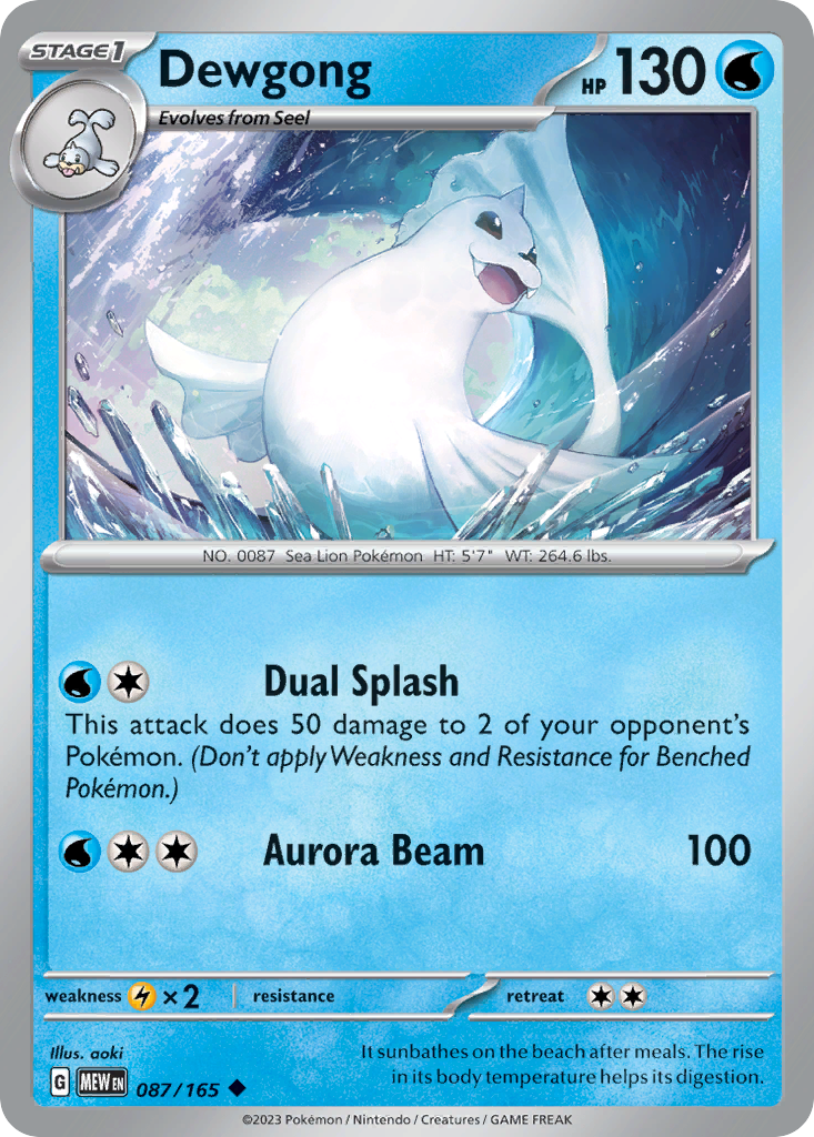 Dewgong 87 151 Pokémon card
