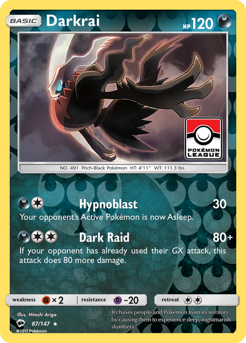 Darkrai 87 Burning Shadows Pokémon card