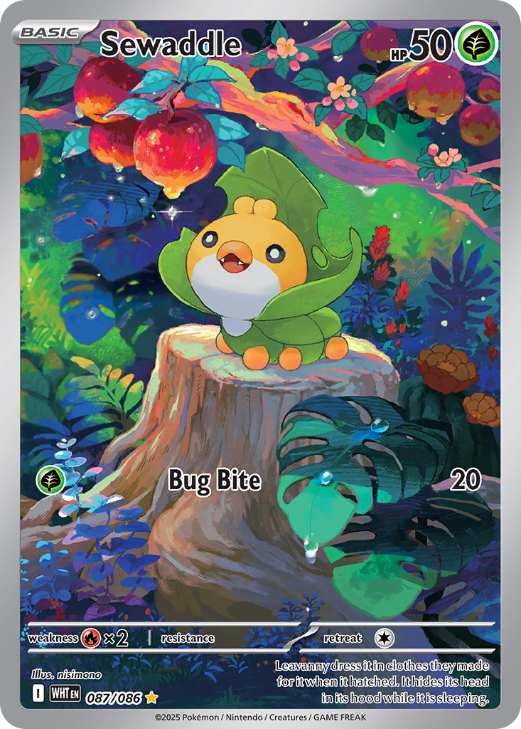 Sewaddle 87 White Flare Pokémon card