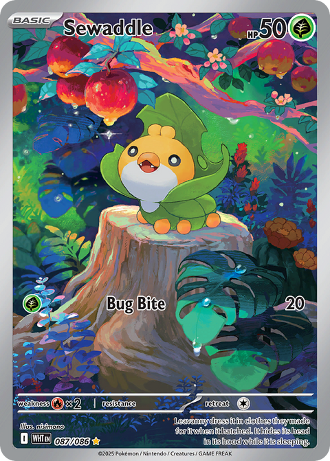 Sewaddle 87 White Flare Pokémon card