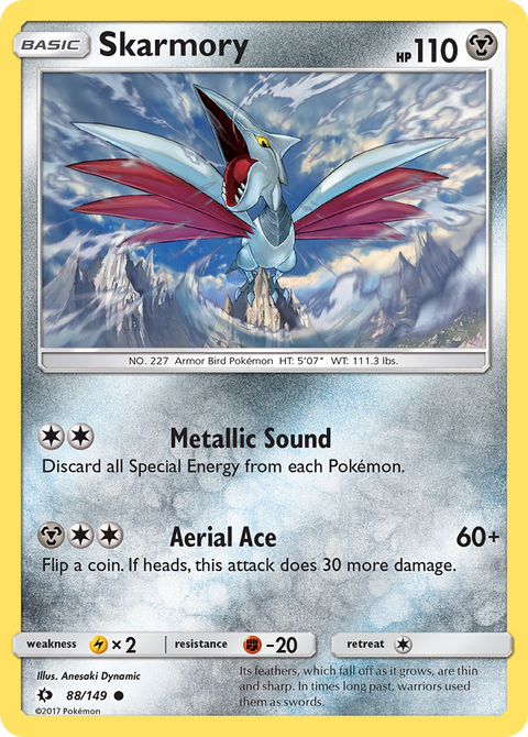 Skarmory 88 Sun & Moon Pokémon card