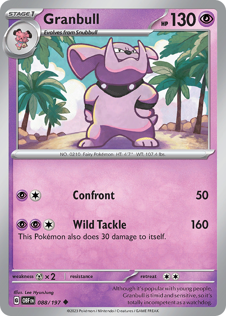 Granbull 88 Obsidian Flames Pokémon card