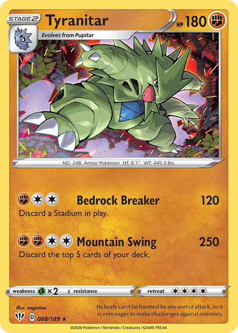 Tyranitar 88 Darkness Ablaze Pokémon card