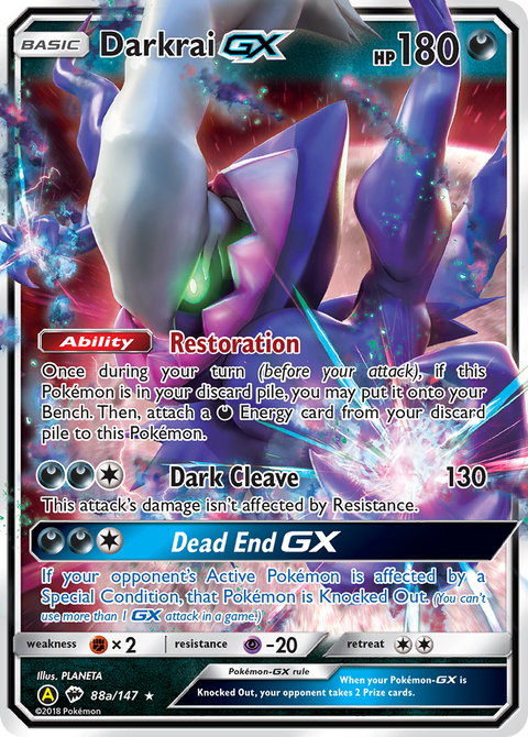 Darkrai-GX 88a Burning Shadows Pokémon card