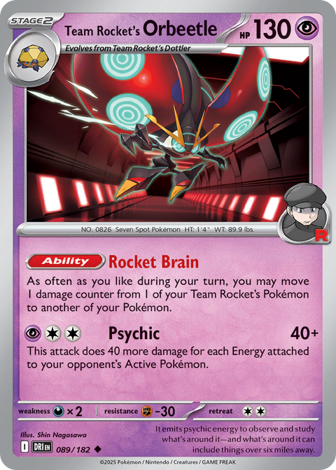 Team Rocket's Orbeetle 89 Destined Rivals Pokémon card