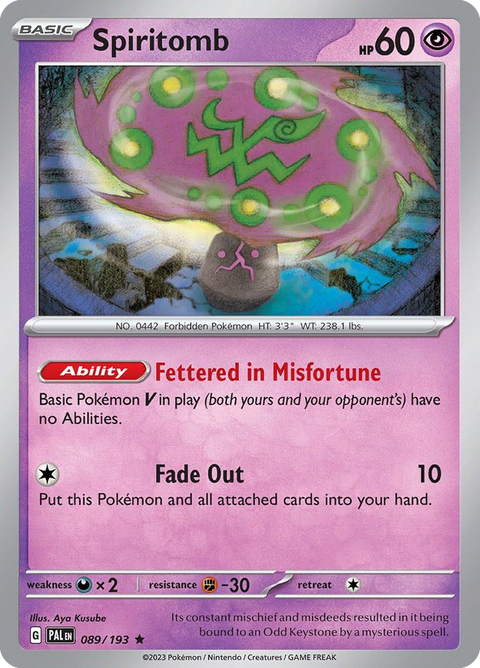 Spiritomb 89 Paldea Evolved Pokémon card