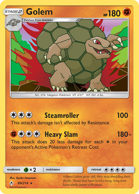 Golem 89 Unbroken Bonds Pokémon card