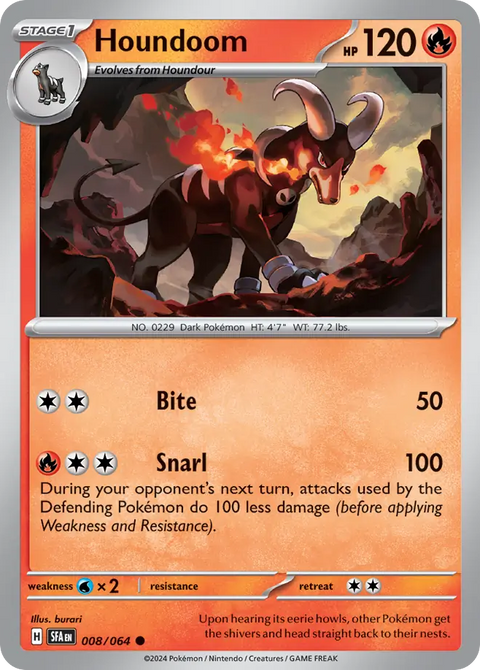 Houndoom 8 Shrouded Fable Pokémon card