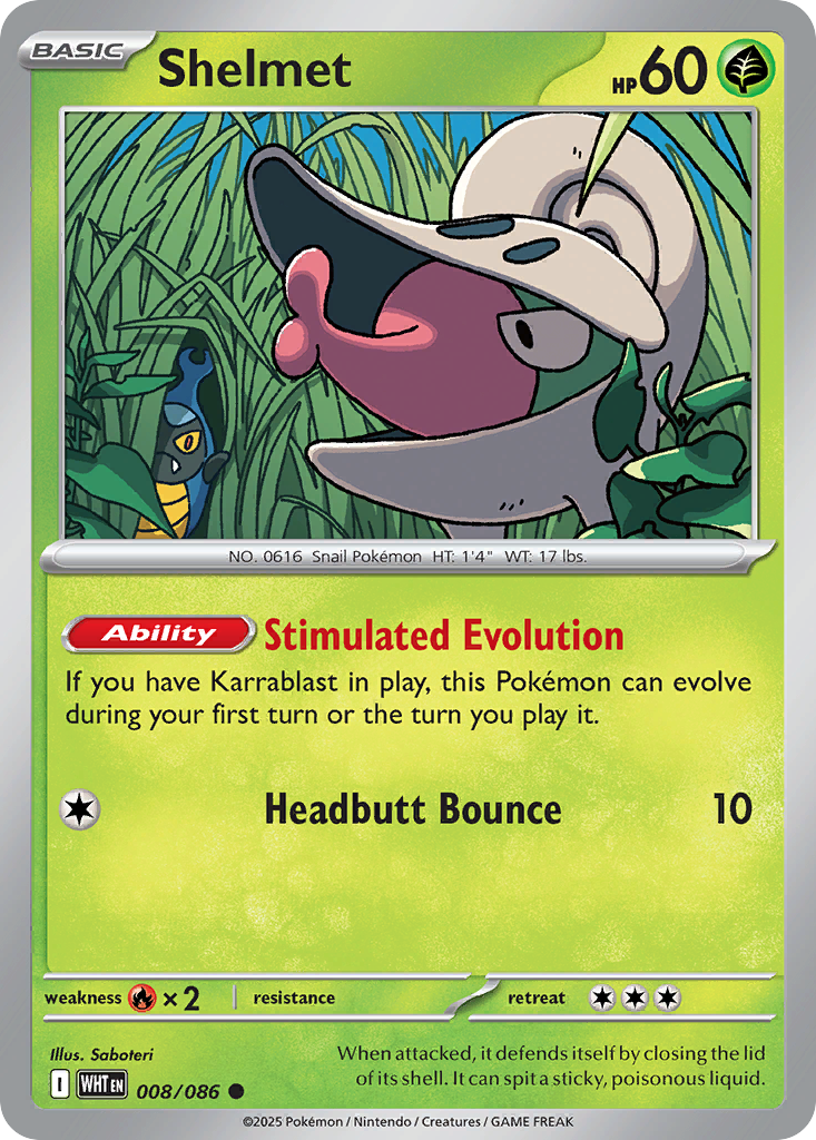 Shelmet 8 White Flare Pokémon card