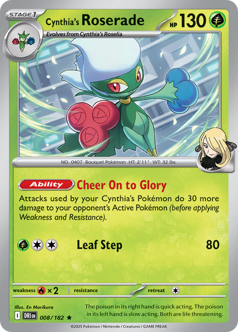Cynthia's Roserade 8 Destined Rivals Pokémon card