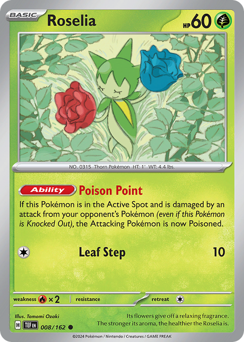 Roselia 8 Temporal Forces Pokémon card