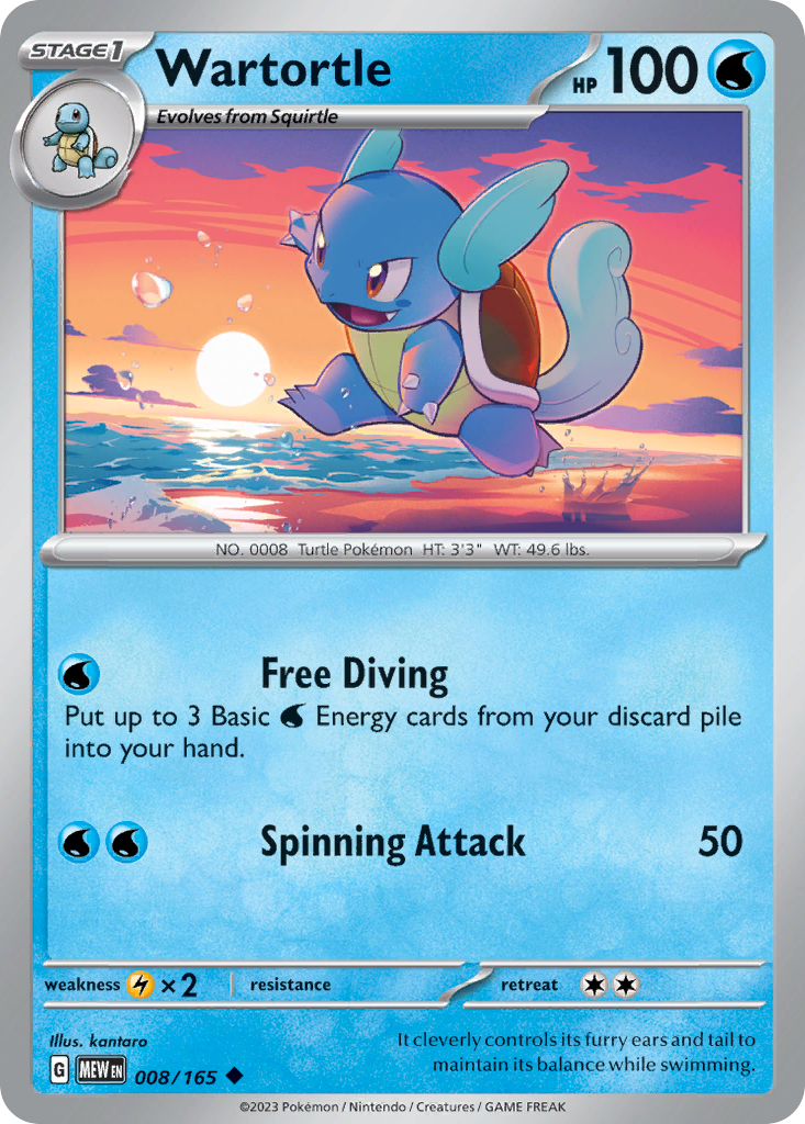 Wartortle 8 151 Pokémon card