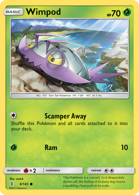 Wimpod 8 Guardians Rising Pokémon card