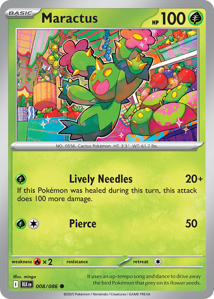 Maractus 8 Black Bolt Pokémon card