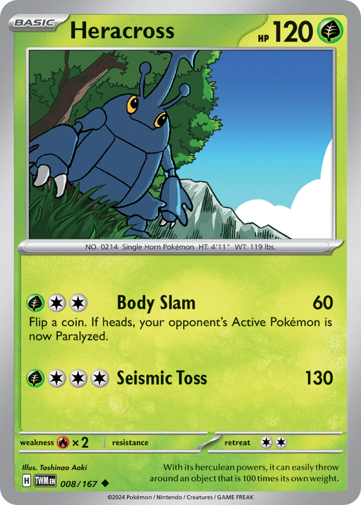 Heracross 8 Twilight Masquerade Pokémon card