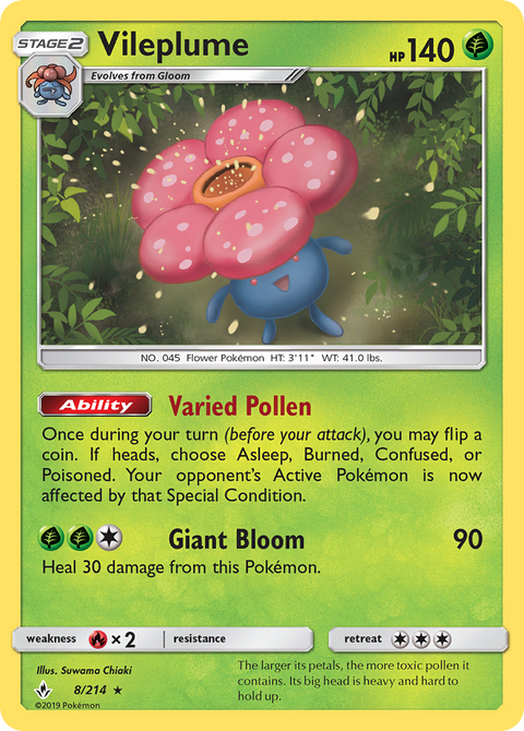 Vileplume 8 Unbroken Bonds Pokémon card