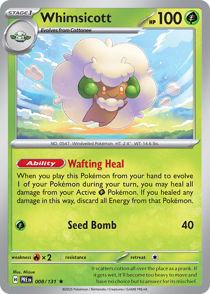 Whimsicott 8 Prismatic Evolutions Pokémon card