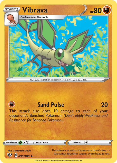Vibrava 90 Darkness Ablaze Pokémon card