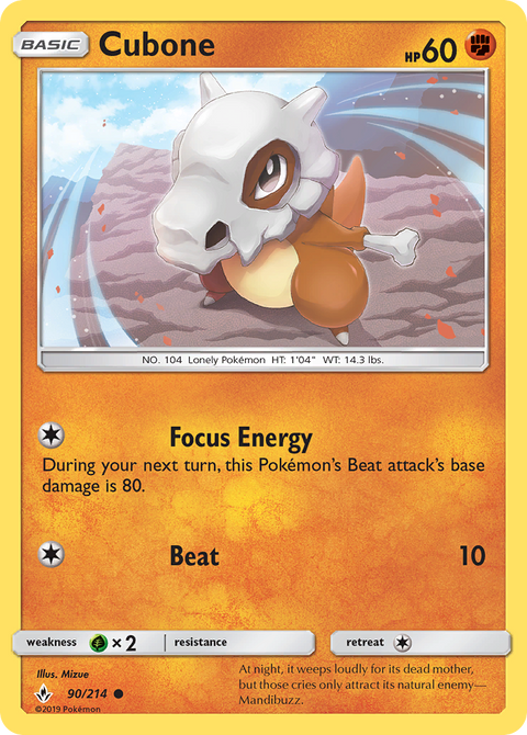 Cubone 90 Unbroken Bonds Pokémon card
