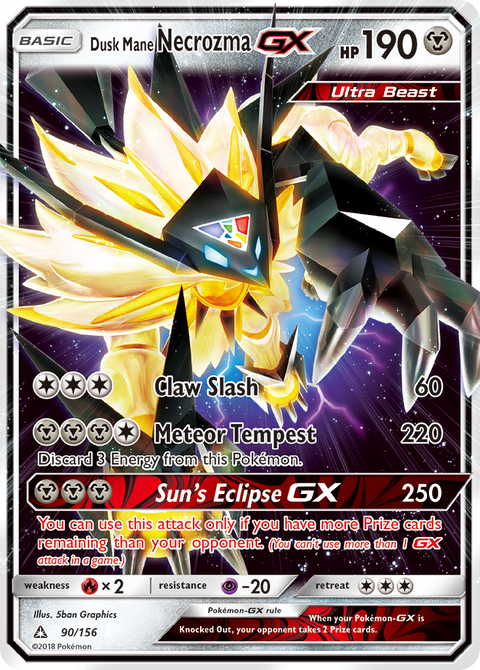 Dusk Mane Necrozma-GX 90 Ultra Prism Pokémon card