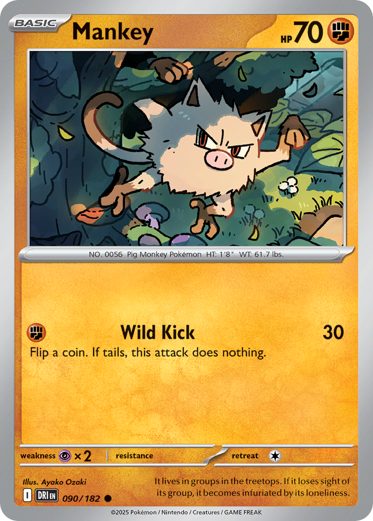 Mankey 90 Destined Rivals Pokémon card