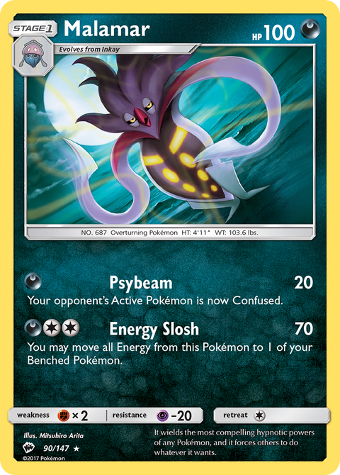 Malamar 90 Burning Shadows Pokémon card