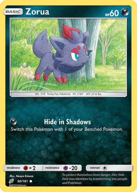 Zorua 90 Team Up Pokémon card