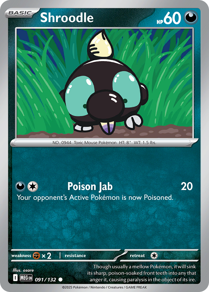 Shroodle 91 Mega Evolution Pokémon card