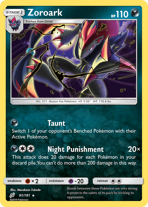 Zoroark 91 Team Up Pokémon card
