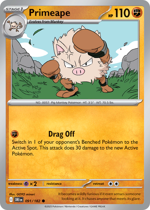 Primeape 91 Destined Rivals Pokémon card