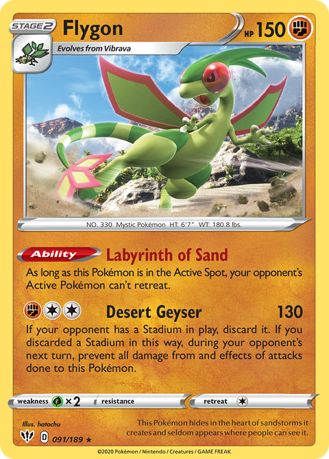 Flygon 91 Darkness Ablaze Pokémon card