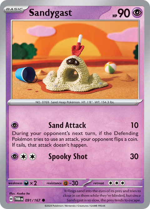 Sandygast 91 Twilight Masquerade Pokémon card
