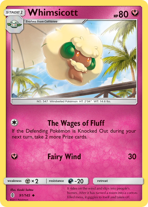 Whimsicott 91 Guardians Rising Pokémon card