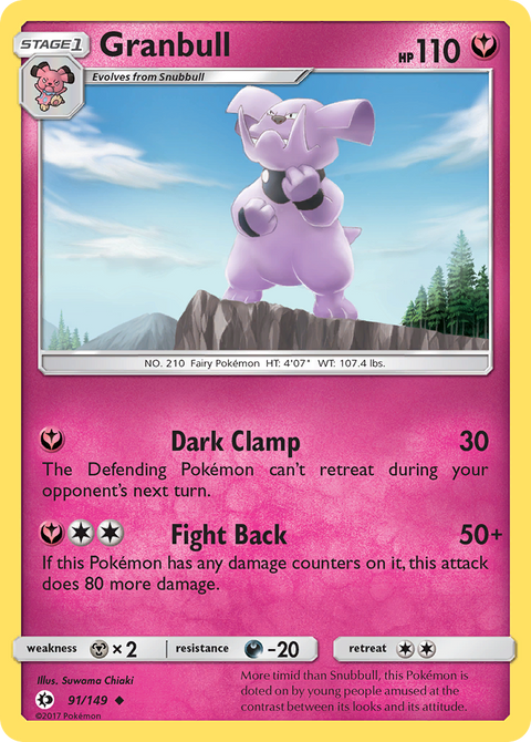 Granbull 91 Sun & Moon Pokémon card