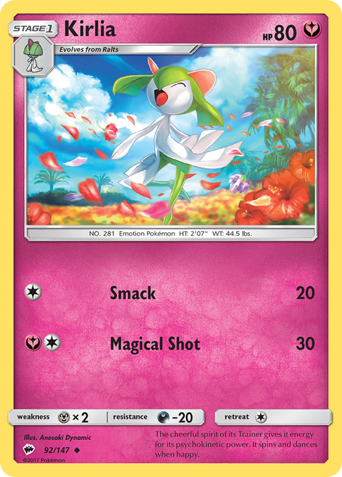 Kirlia 92 Burning Shadows Pokémon card