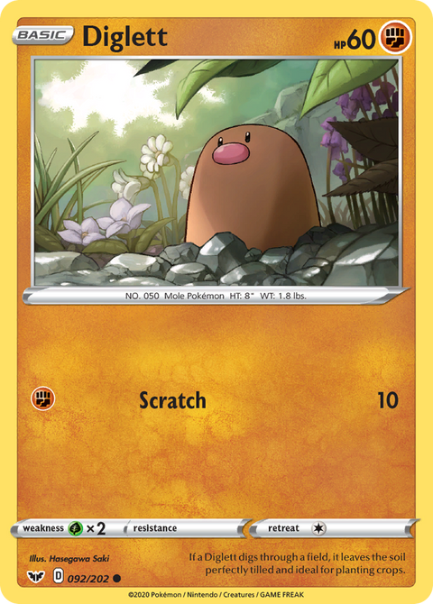 Diglett 92 Sword & Shield Pokémon card