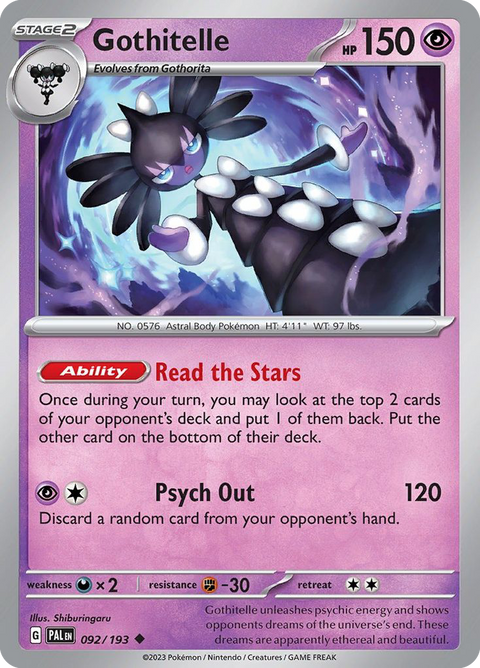 Gothitelle 92 Paldea Evolved Pokémon card