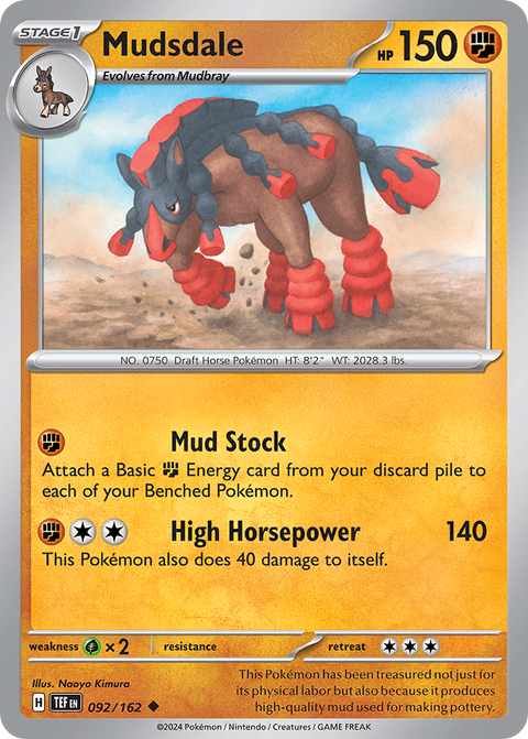 Mudsdale 92 Temporal Forces Pokémon card