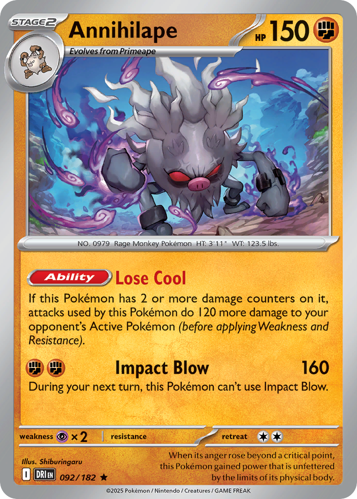 Annihilape 92 Destined Rivals Pokémon card