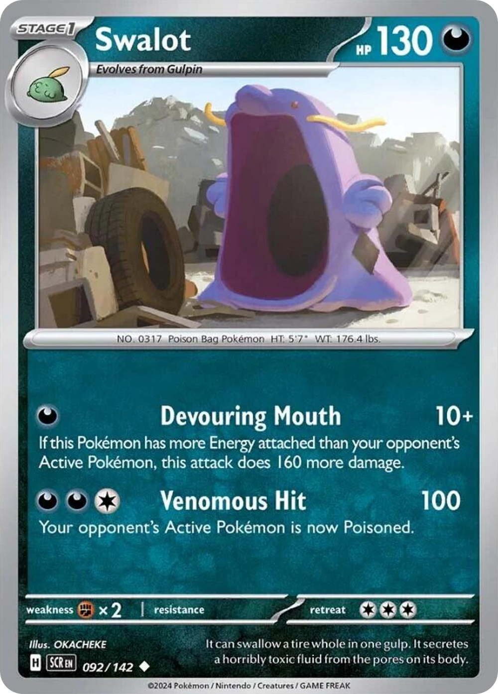 Swalot 92 Stellar Crown Pokémon card